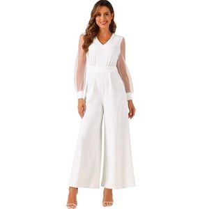 Allegra K Long Sleeve Loose White Jumpsuit- Worn Once!